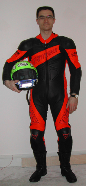 I, in Dainese outfit, with Araï helmet