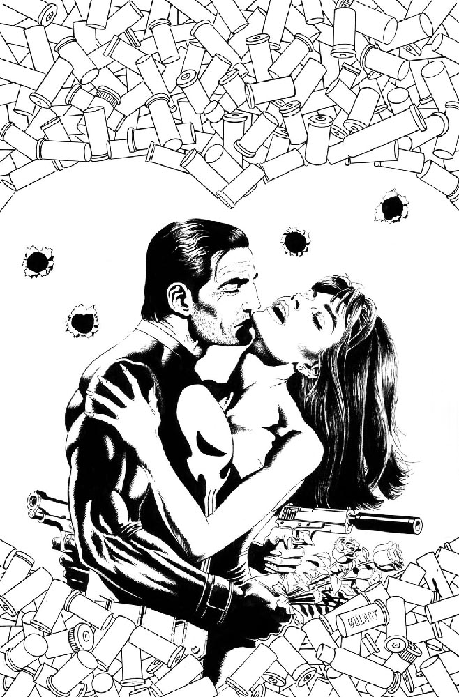 Punisher, Valentine Special 2006, cover, black & white